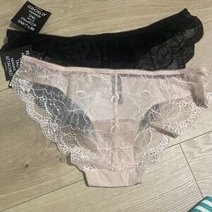 Agent Provocateur set of 2 Black Lace Bikini Brief and Nude